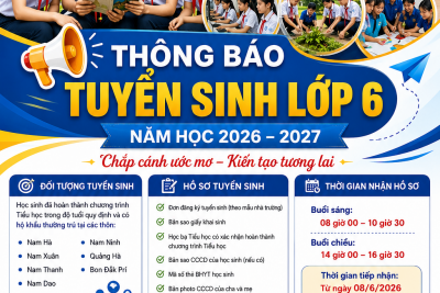 THÔNG BÁO TUYỂN SINH LỚP 6, NĂM HỌC 2026-2027
